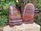 Polished Banded Tiger Iron Standing Free Forms x 3 From South Africa - Toprock Gemstones and Minerals 