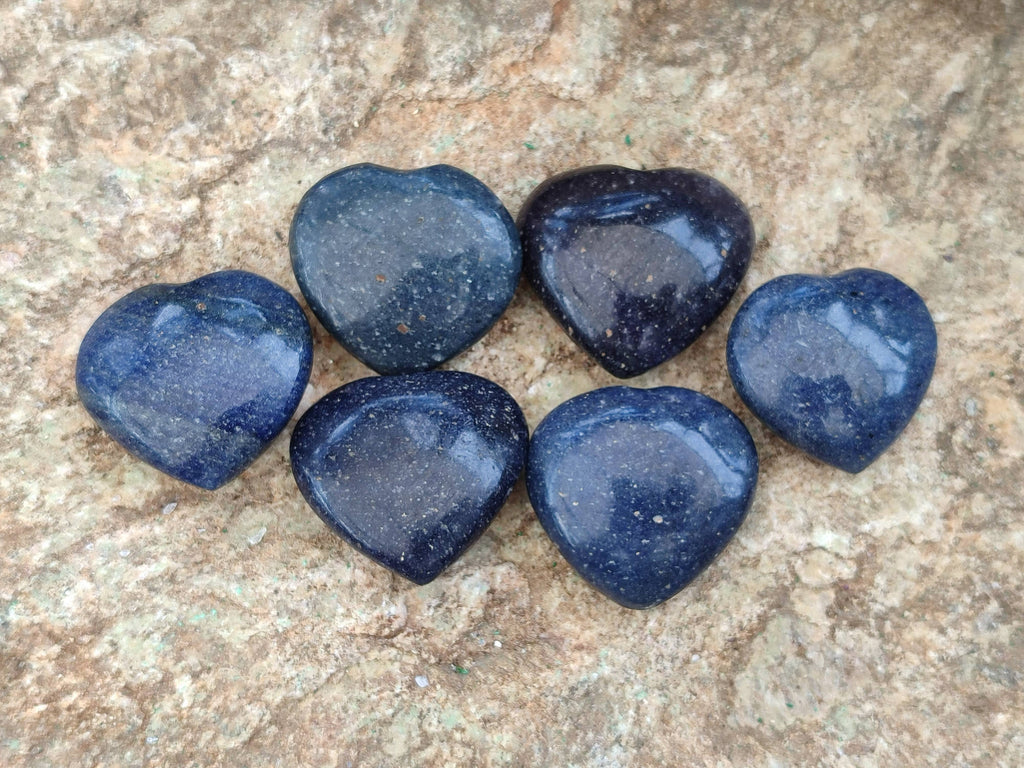 Polished Lazulite Hearts x 35 From Madagascar - Toprock Gemstones and Minerals 