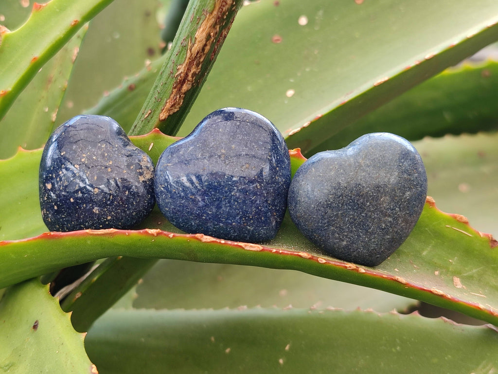 Polished Lazulite Hearts x 35 From Madagascar - Toprock Gemstones and Minerals 