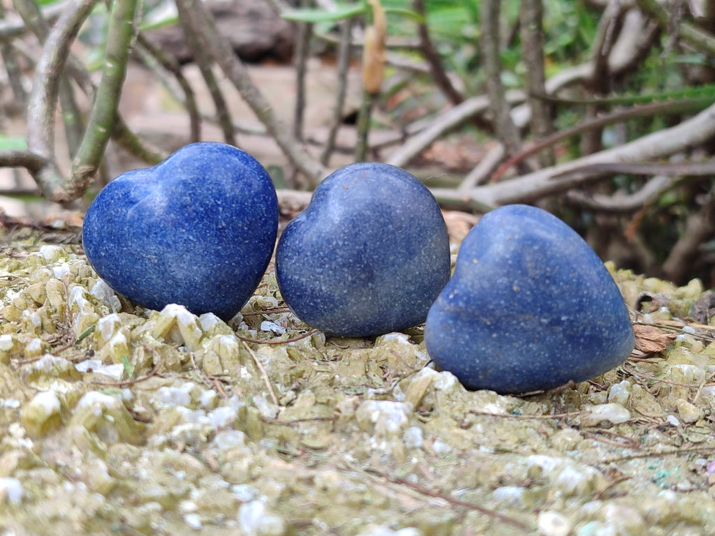 Polished Lazulite Hearts x 35 From Madagascar - Toprock Gemstones and Minerals 