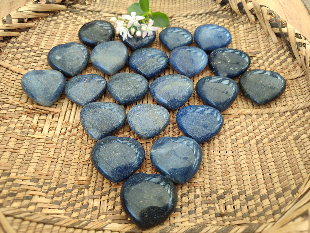 Polished Lazulite Hearts x 35 From Madagascar - Toprock Gemstones and Minerals 
