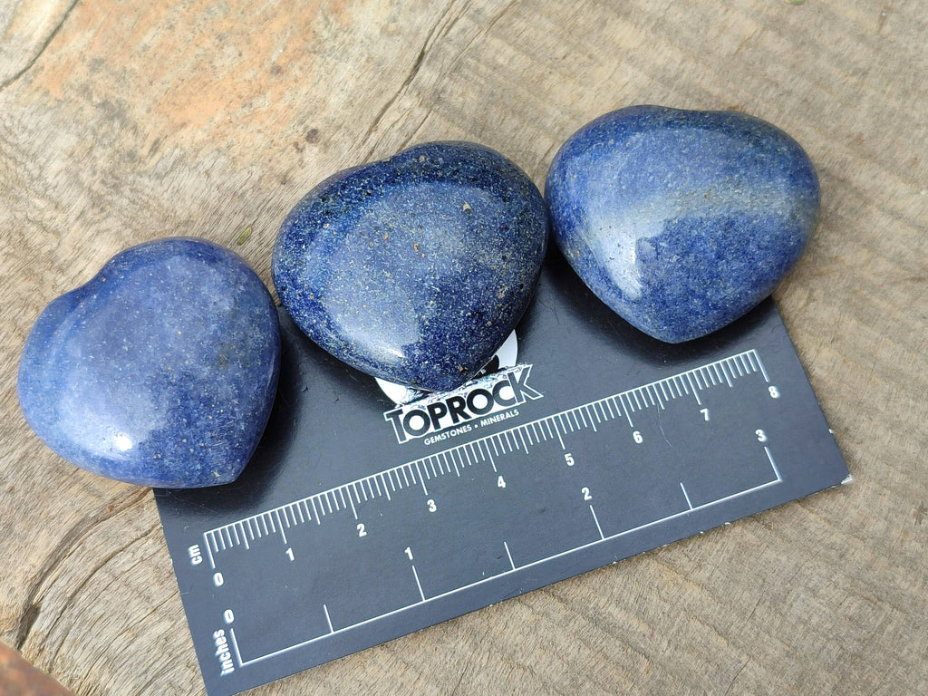 Polished Lazulite Hearts x 35 From Madagascar - Toprock Gemstones and Minerals 