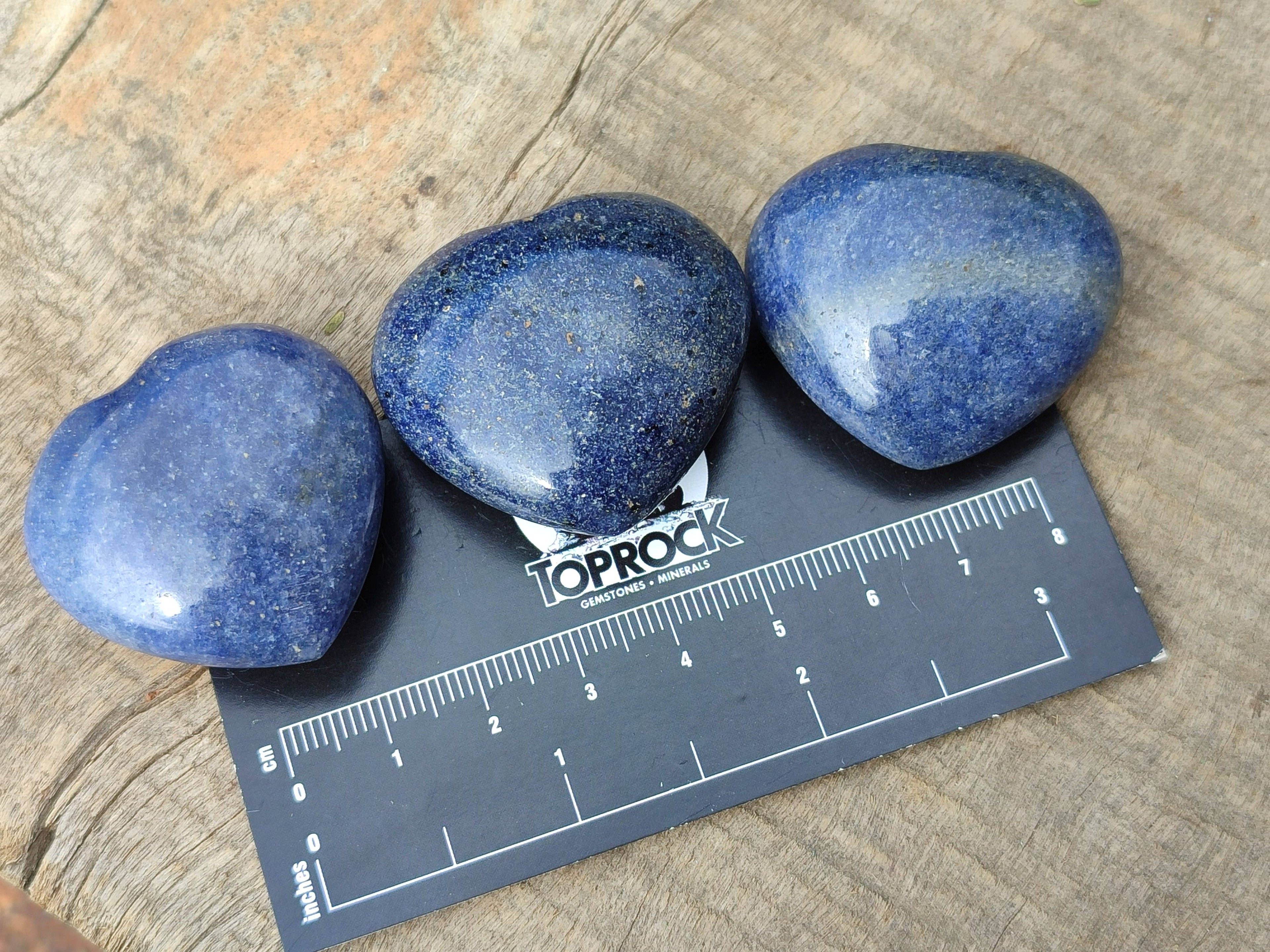 Polished Lazulite Hearts x 35 From Madagascar - Toprock Gemstones and Minerals 