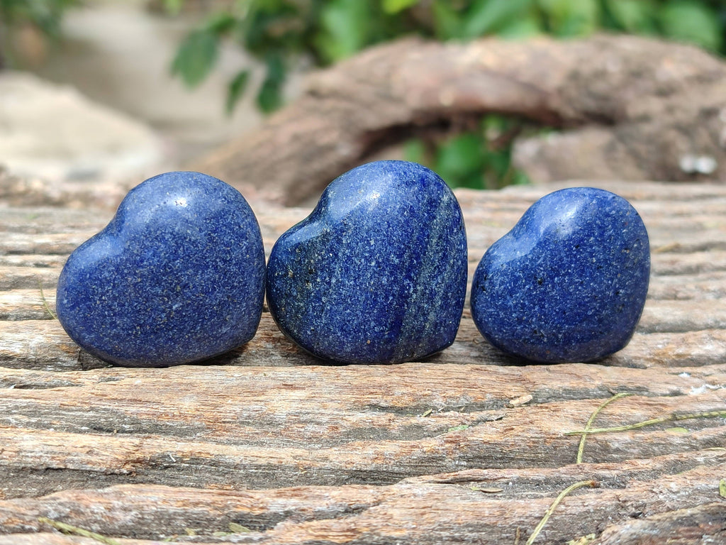 Polished Lazulite Hearts x 35 From Madagascar - Toprock Gemstones and Minerals 