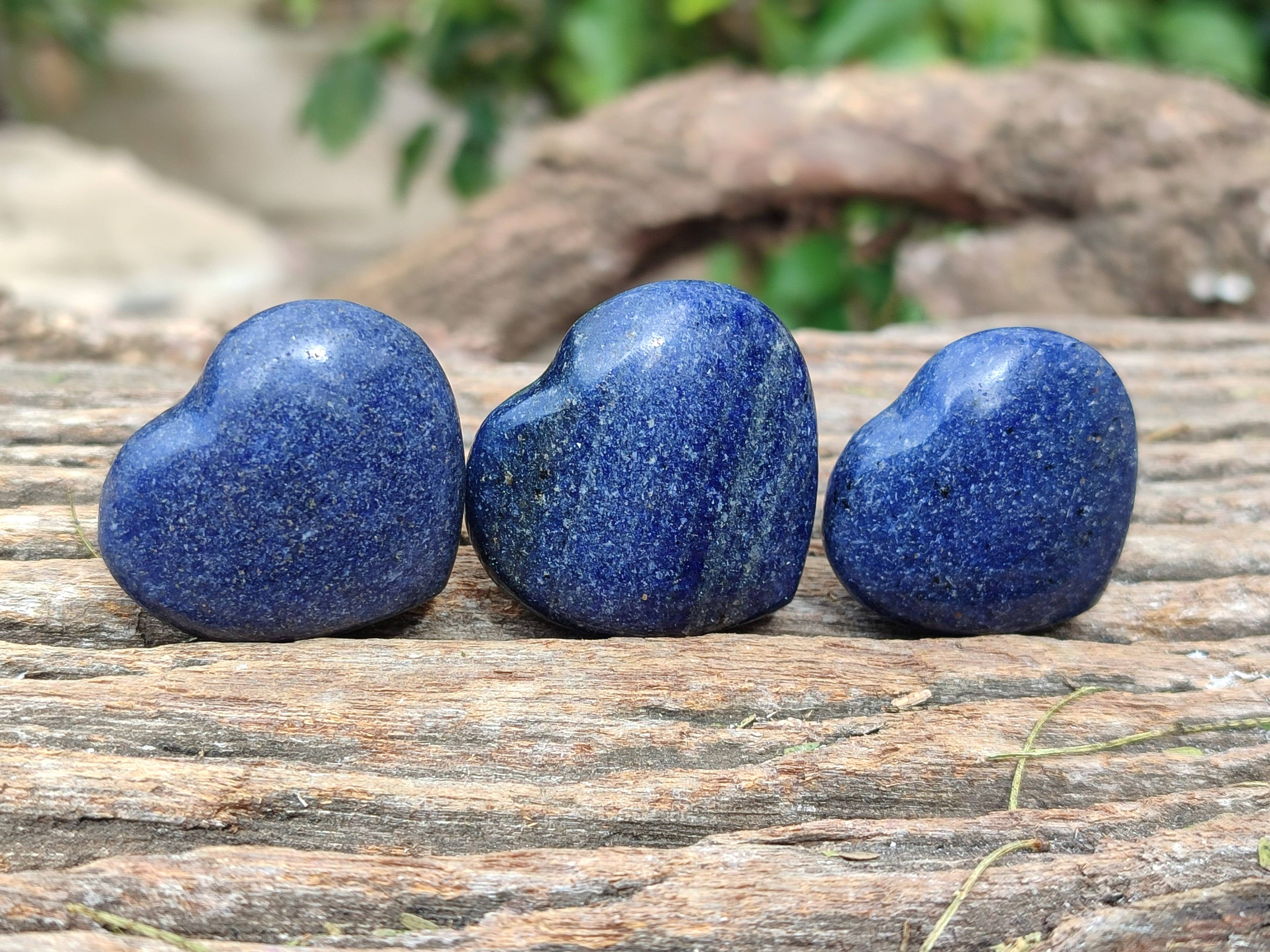 Polished Lazulite Hearts x 35 From Madagascar - Toprock Gemstones and Minerals 