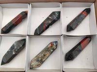 Polished Bloodstone Double Terminated Points x 6 From Swaziland