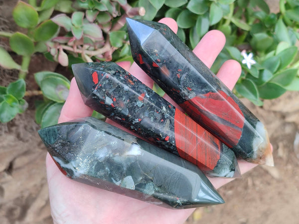 Polished Bloodstone Double Terminated Points x 6 From Swaziland