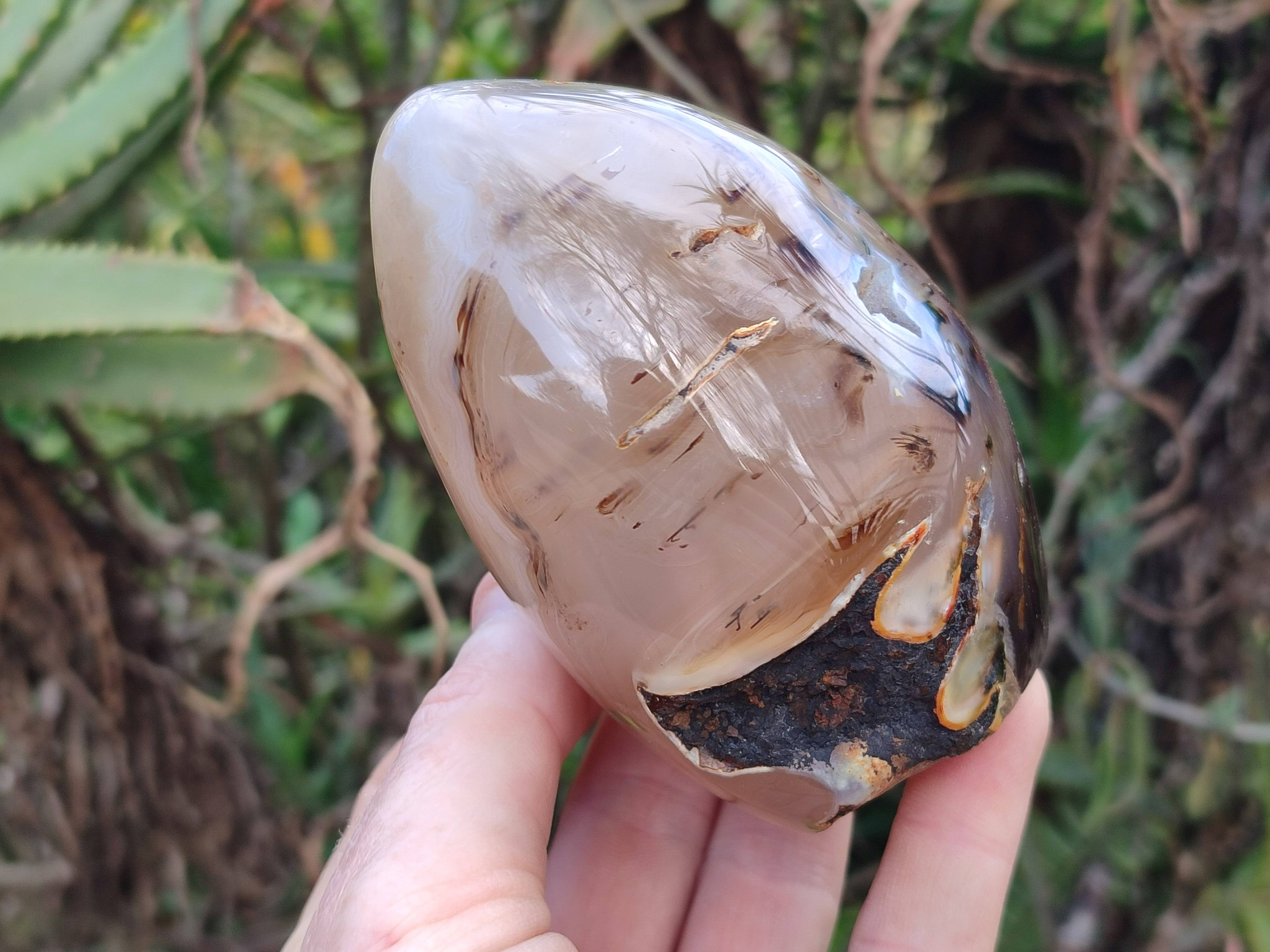 Polished Agate Standing Free Forms x 2 From Madagascar - Toprock Gemstones and Minerals 