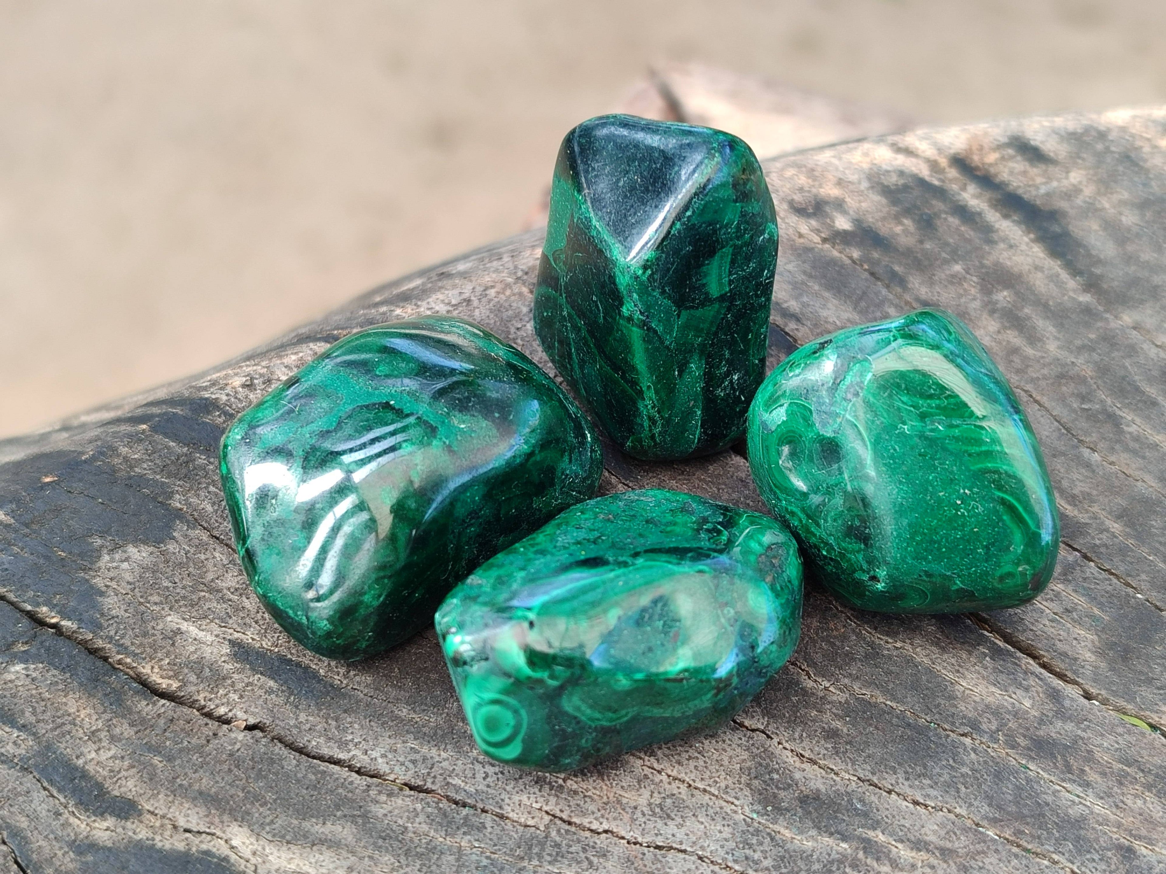 Polished Flower Banded Malachite Free Forms x 35 From Congo - Toprock Gemstones and Minerals 
