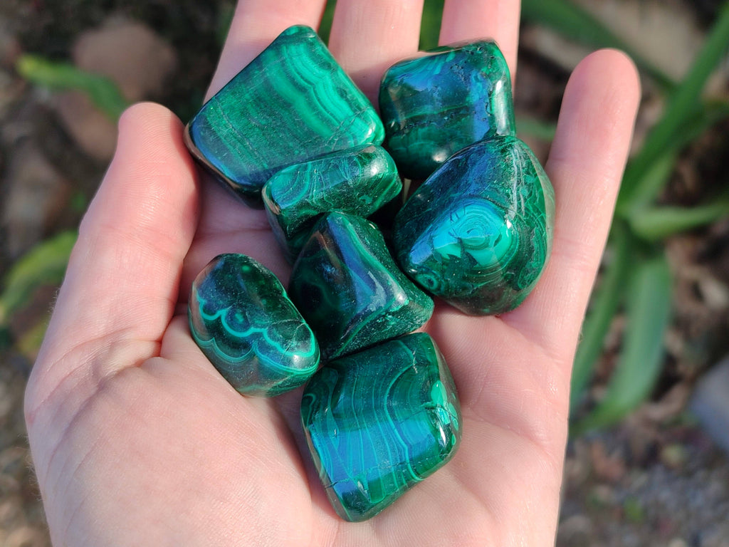 Polished Flower Banded Malachite Free Forms x 35 From Congo - Toprock Gemstones and Minerals 