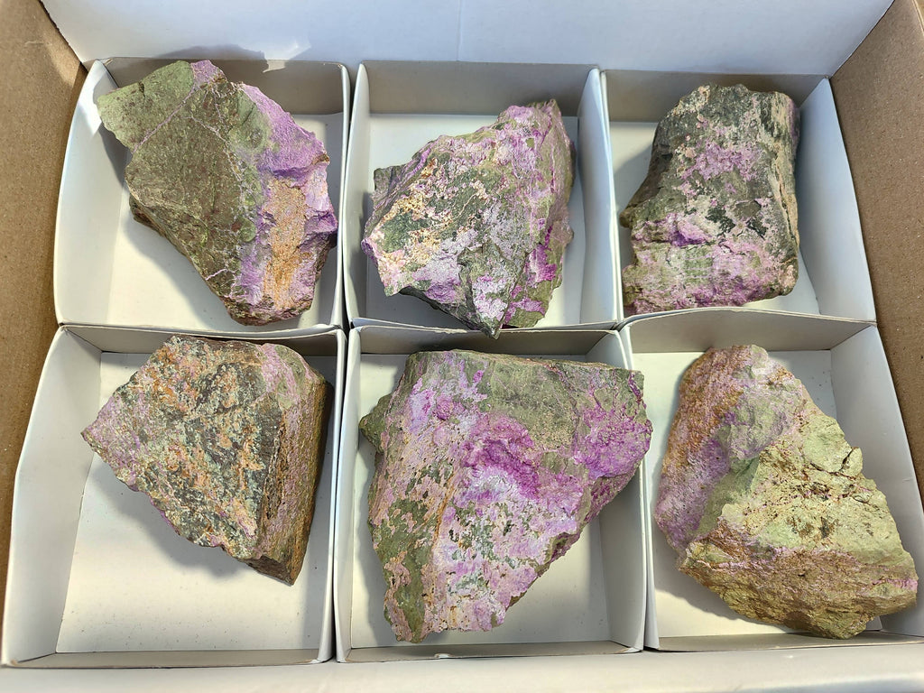 Natural Cobbed Stichtite Specimens x 6 From Barberton, South Africa - Toprock Gemstones and Minerals 