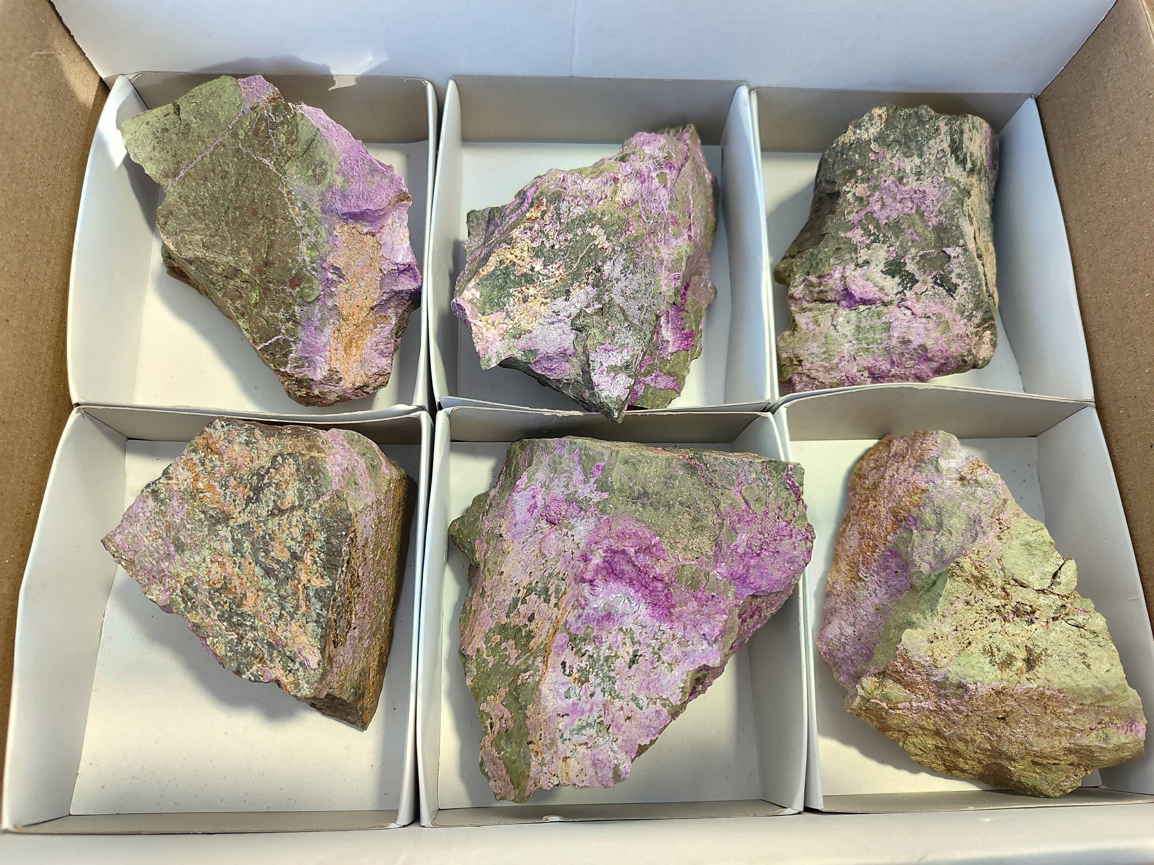 Natural Cobbed Stichtite Specimens x 6 From Barberton, South Africa - Toprock Gemstones and Minerals 