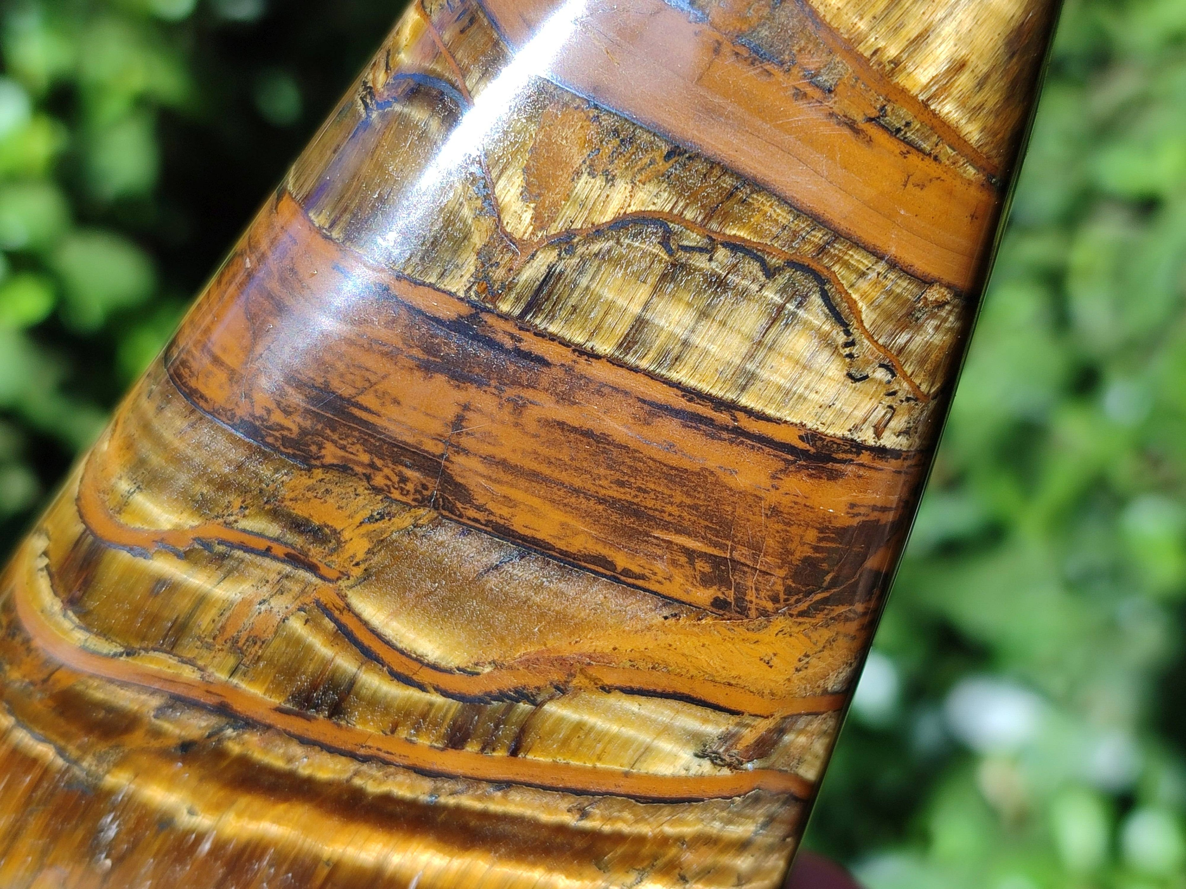 Polished Tigers Eye Standing Free Forms x 2 From South Africa - Toprock Gemstones and Minerals 
