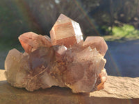Natural Red Hematoid Quartz Clusters x 3 From Karoi, Zimbabwe