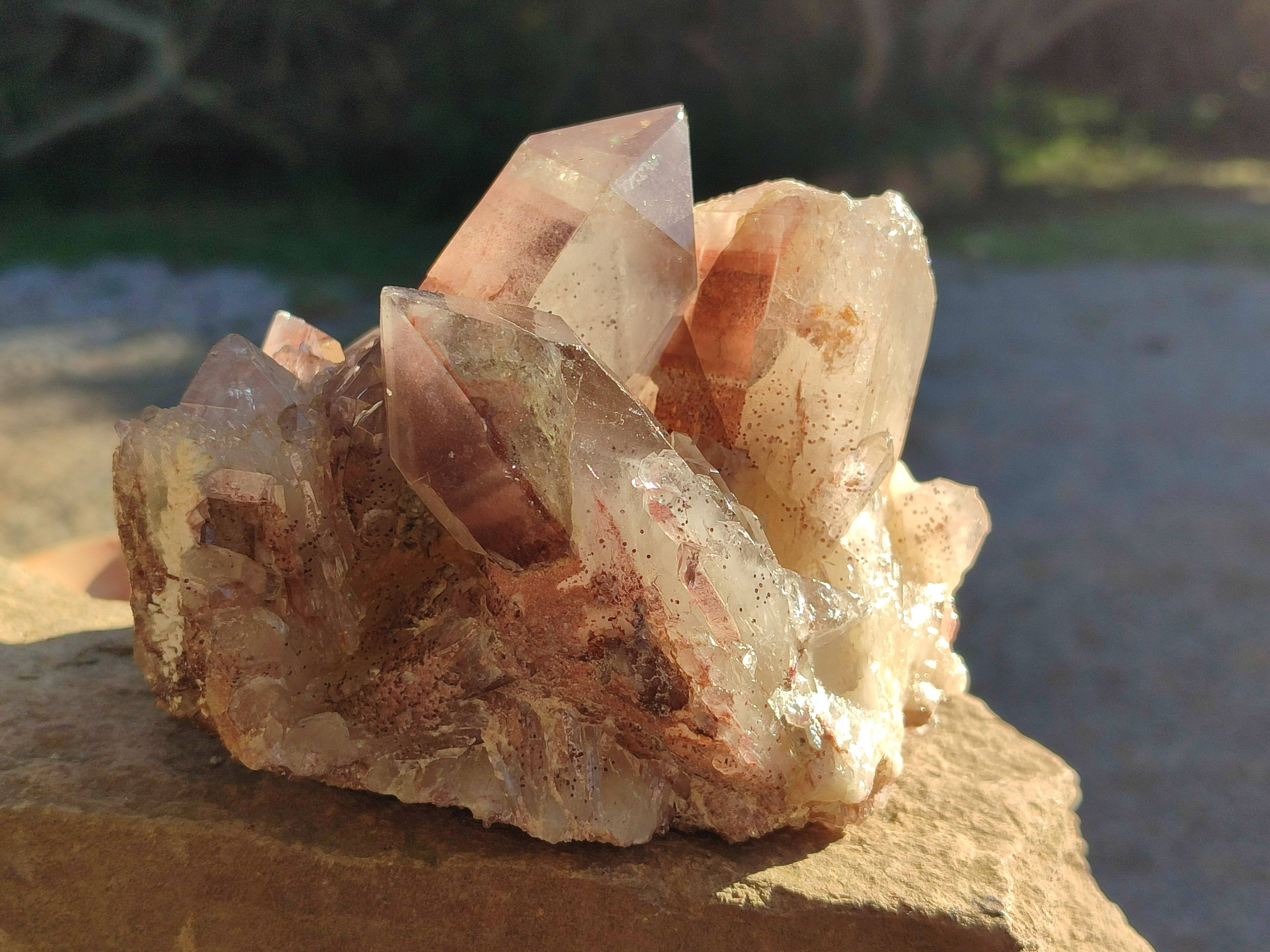 Natural Red Hematoid Quartz Clusters x 3 From Karoi, Zimbabwe - Toprock Gemstones and Minerals 