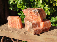 Natural Sunset Orange Calcite Specimens x 4 From Spitzkop, Namibia