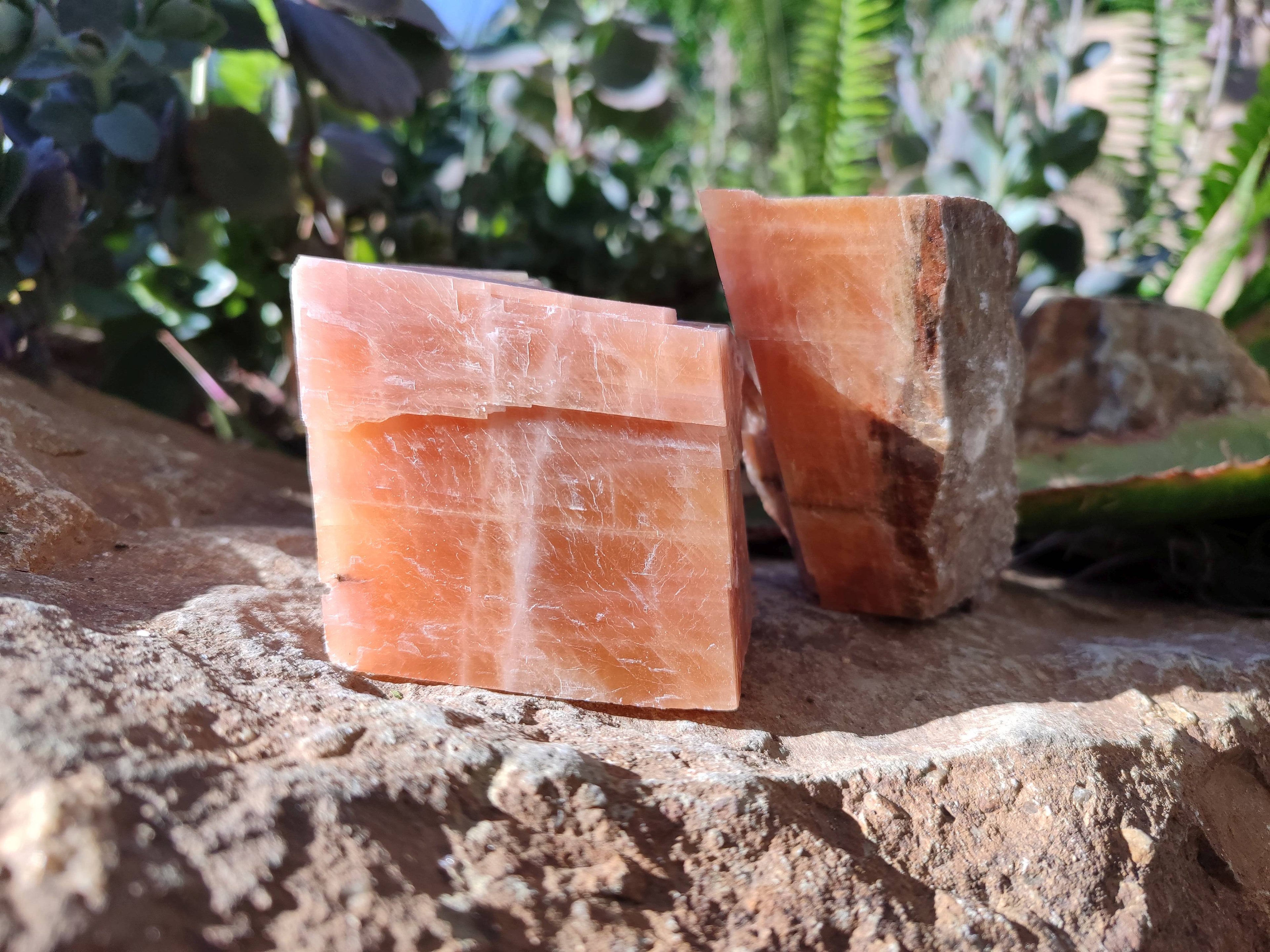 Natural Sunset Orange Calcite Specimens x 6 From Spitzkop, Namibia - Toprock Gemstones and Minerals 