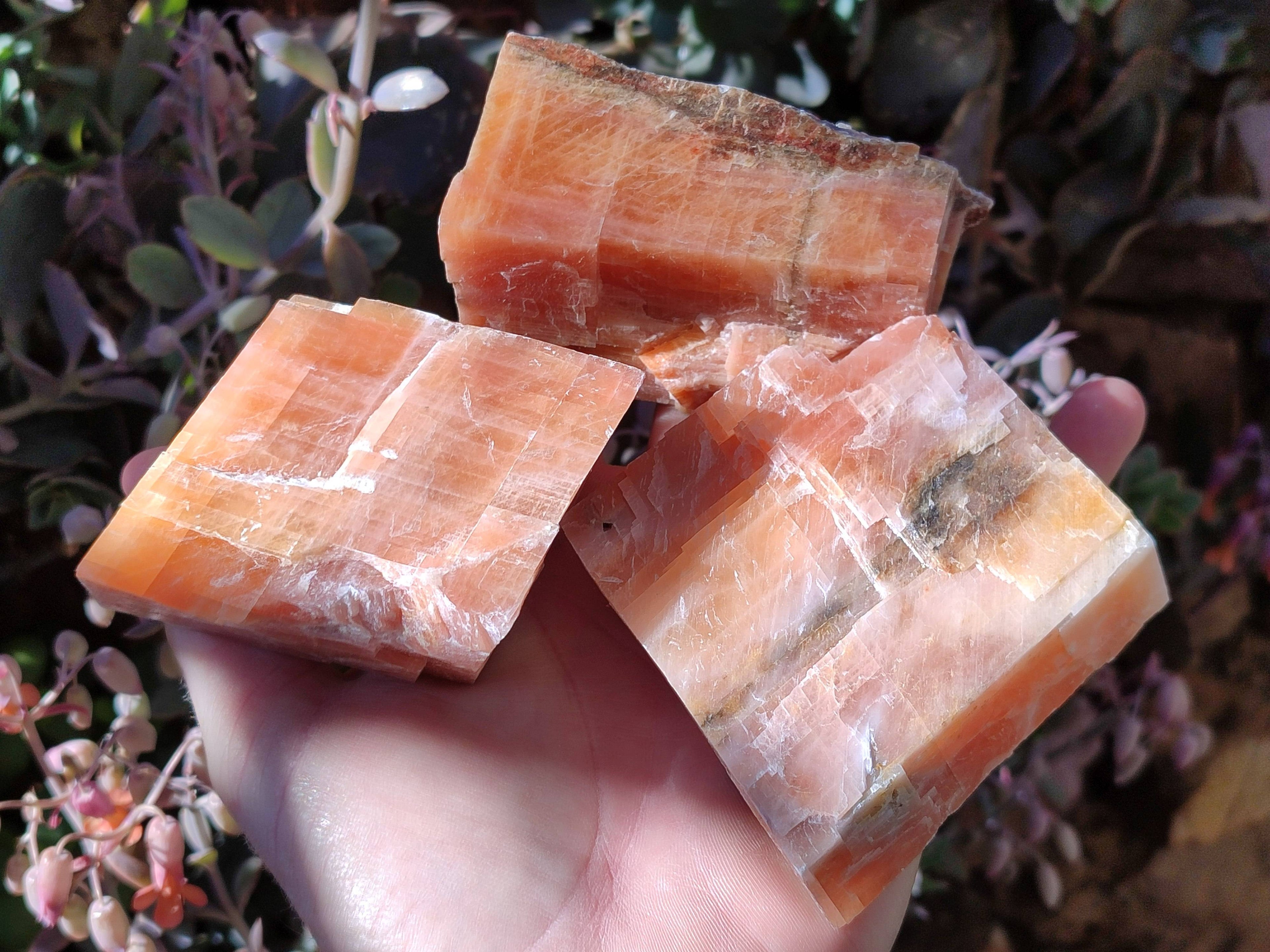 Natural Sunset Orange Calcite Specimens x 6 From Spitzkop, Namibia - Toprock Gemstones and Minerals 