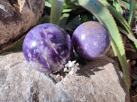 Polished Lepidolite Spheres x 2 From Ambatondrazaka, Madagascar