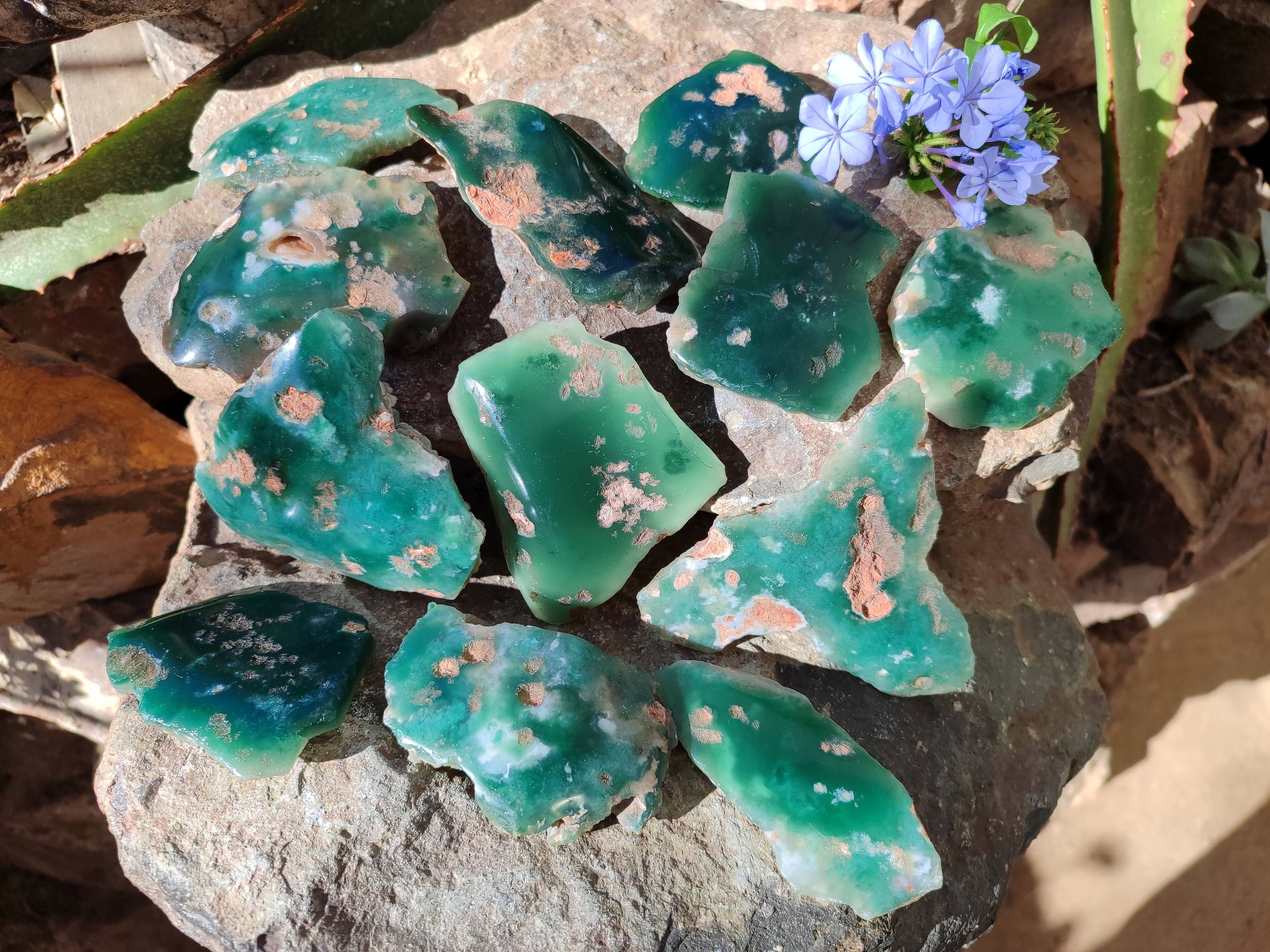 Polished On One Side Emerald Mtorolite x 12 From Mutorashanga, Zimbabwe - Toprock Gemstones and Minerals 