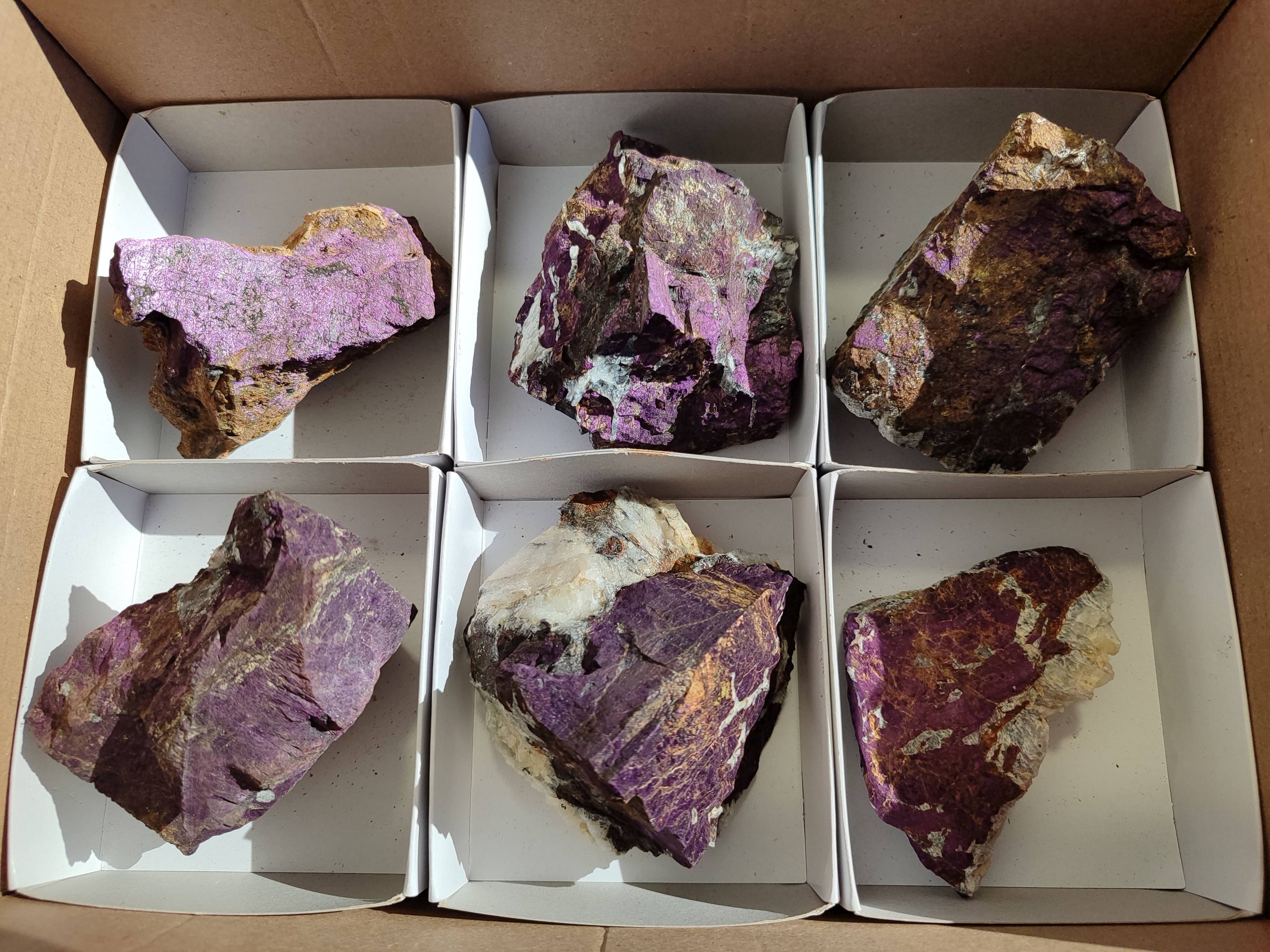 Natural Metallic Purpurite Specimens x 6 From Erongo, Namibia - Toprock Gemstones and Minerals 