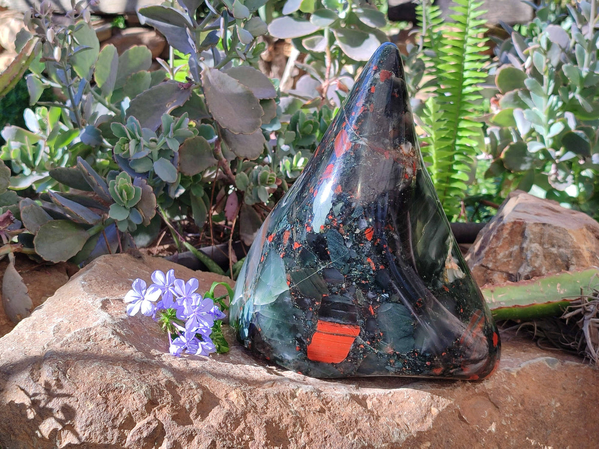 Polished Bloodstone Standing Free Form x 1 From Swaziland - Toprock Gemstones and Minerals 