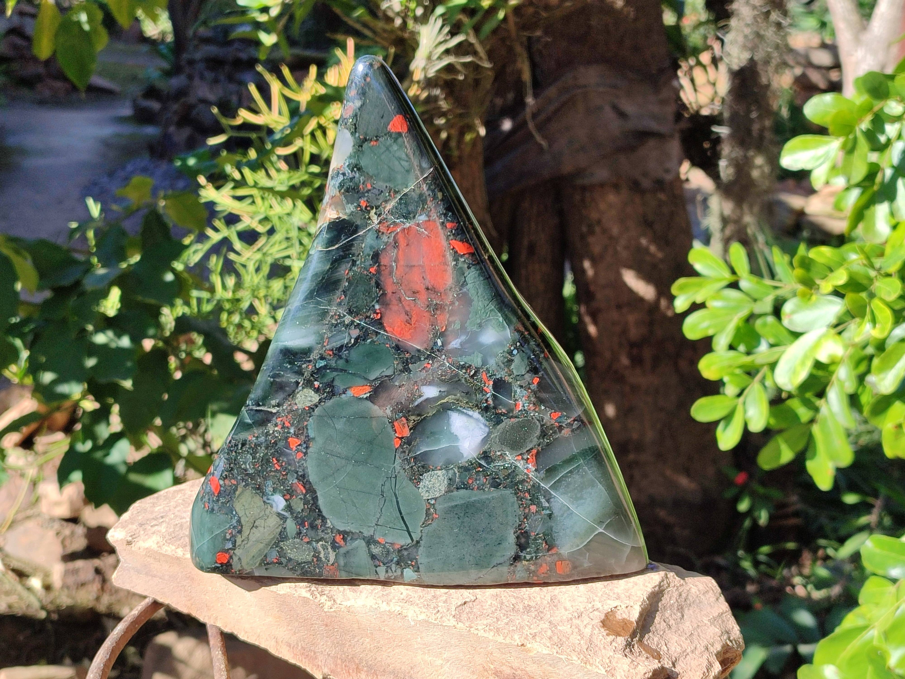 Polished Bloodstone Standing Free Form x 1 From Swaziland - Toprock Gemstones and Minerals 