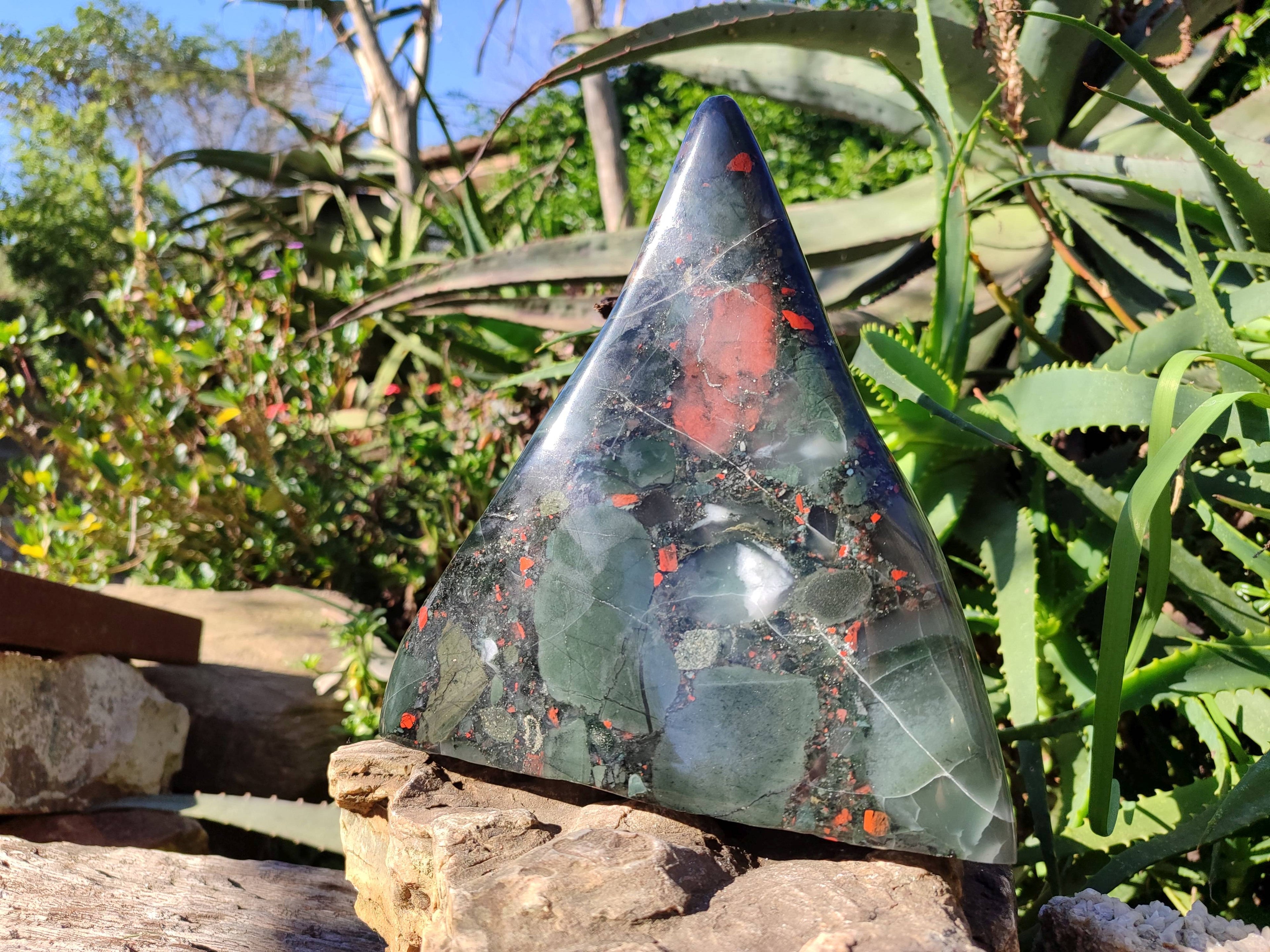 Polished Bloodstone Standing Free Form x 1 From Swaziland - Toprock Gemstones and Minerals 