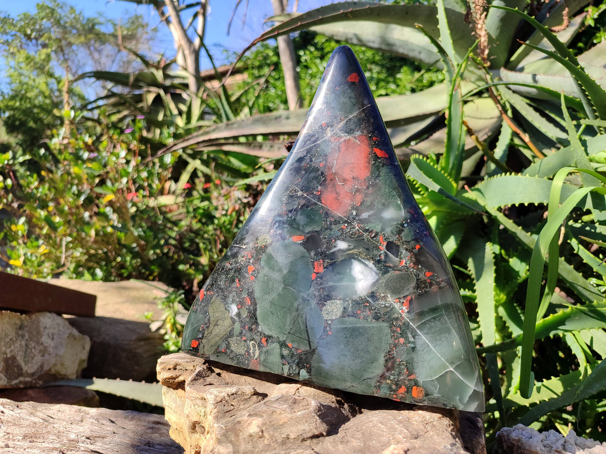 Polished Bloodstone Standing Free Form x 1 From Swaziland - Toprock Gemstones and Minerals 