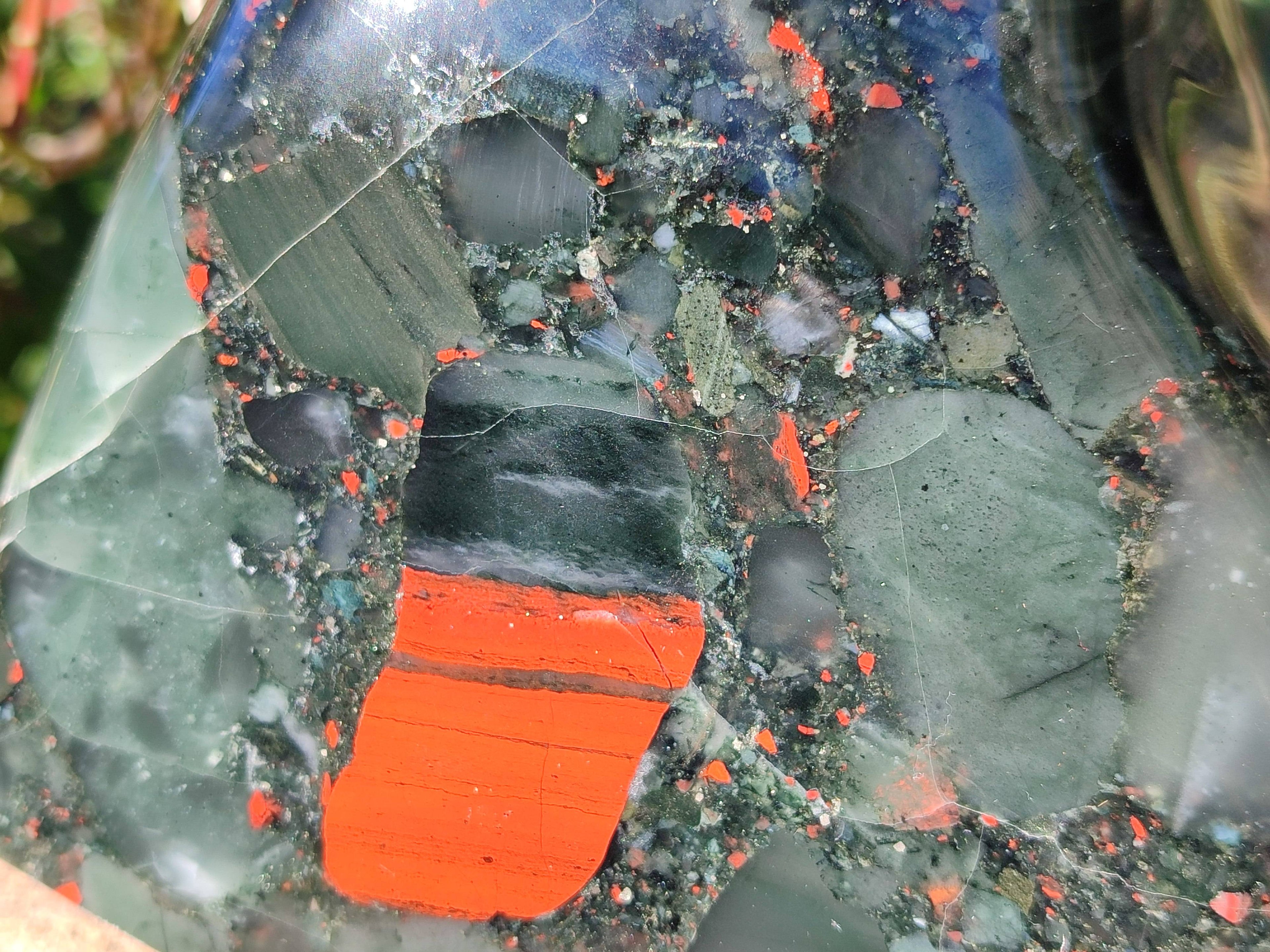 Polished Bloodstone Standing Free Form x 1 From Swaziland - Toprock Gemstones and Minerals 