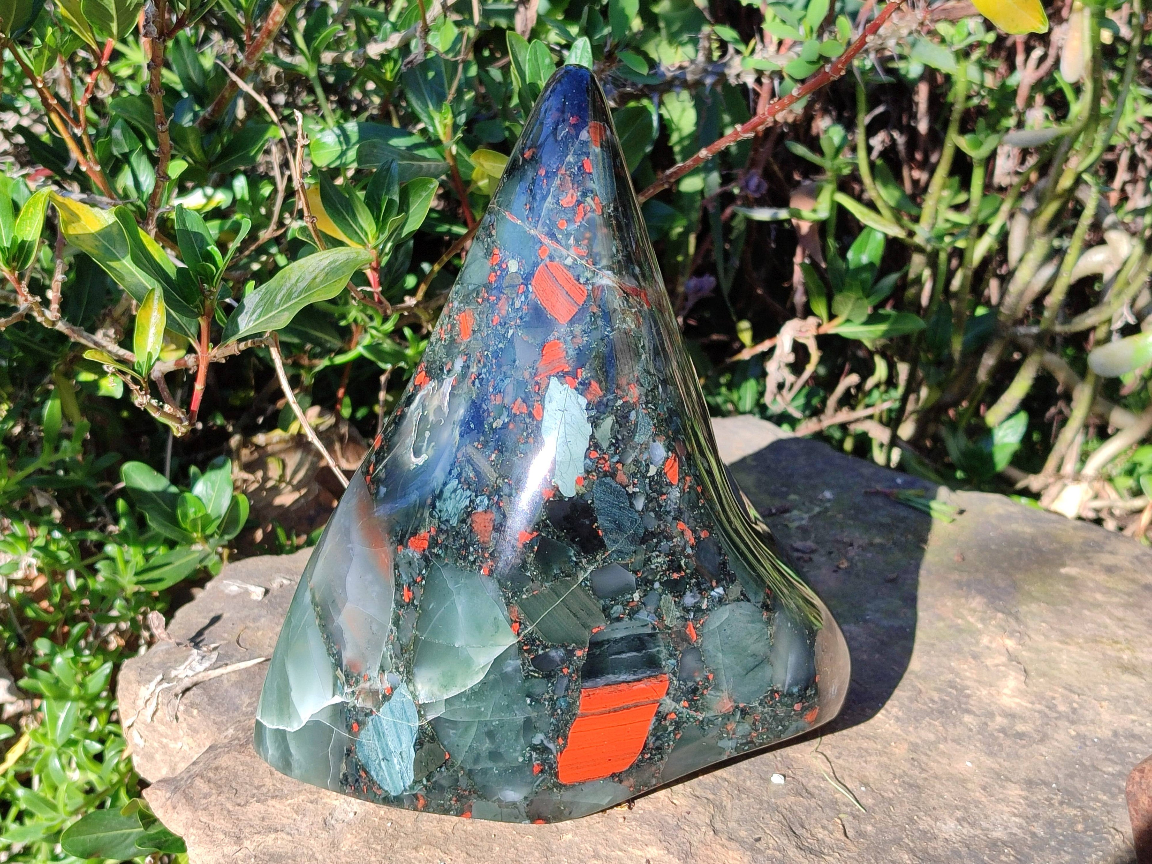 Polished Bloodstone Standing Free Form x 1 From Swaziland - Toprock Gemstones and Minerals 