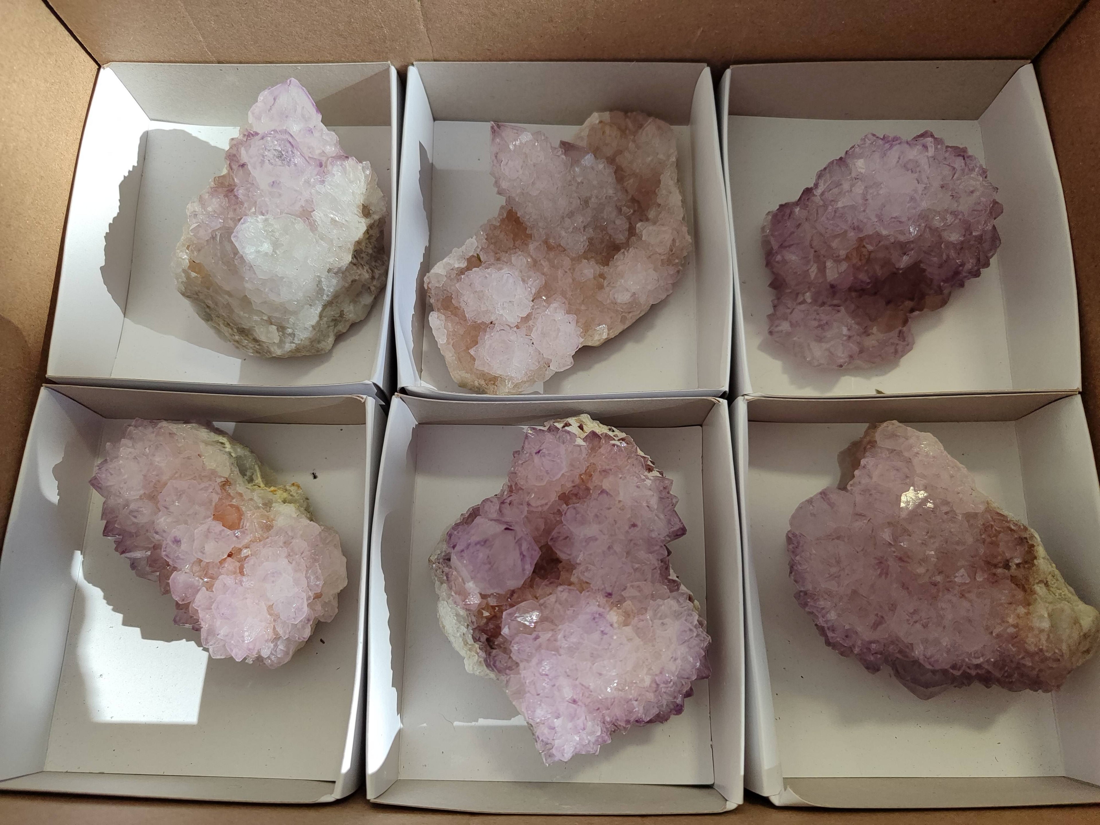 Natural Amethyst Spirit Quartz Clusters x 6 From Boekenhouthoek, South Africa - Toprock Gemstones and Minerals 