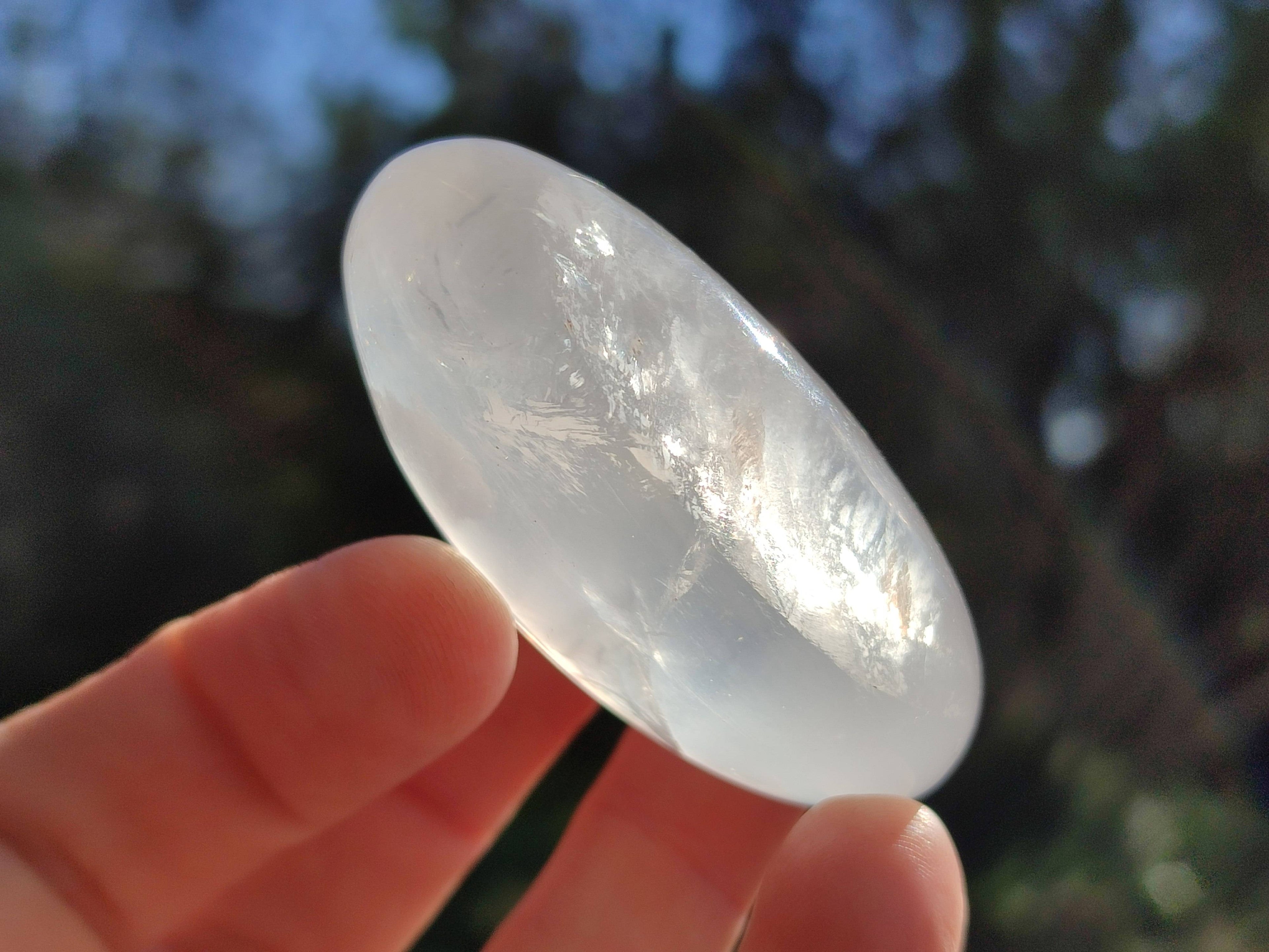 Polished Girasol Pearl Quartz Palm Stones x 12 From Ambatondrazaka, Madagascar - Toprock Gemstones and Minerals 