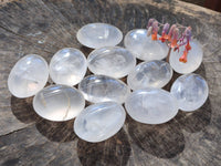Polished Girasol Pearl Quartz Palm Stones x 12 From Ambatondrazaka, Madagascar