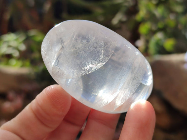 Polished Girasol Pearl Quartz Palm Stones x 12 From Ambatondrazaka, Madagascar