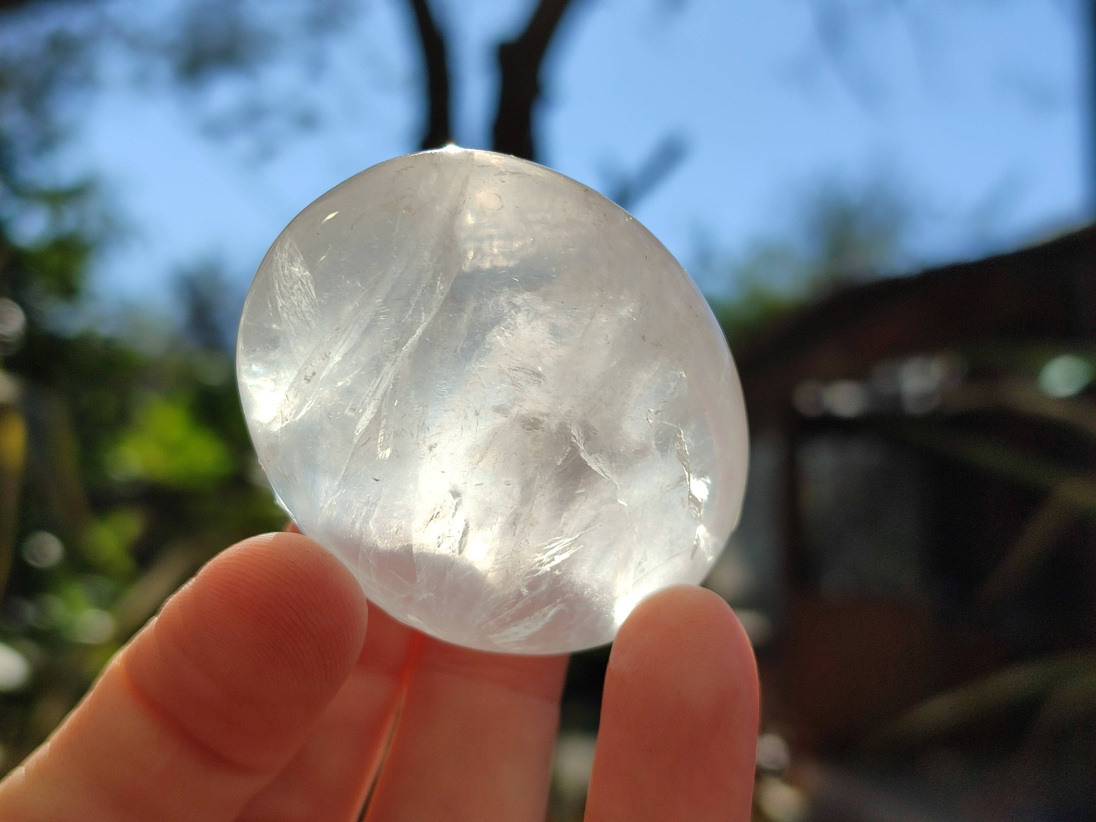 Polished Girasol Pearl Quartz Palm Stones x 12 From Ambatondrazaka, Madagascar - Toprock Gemstones and Minerals 