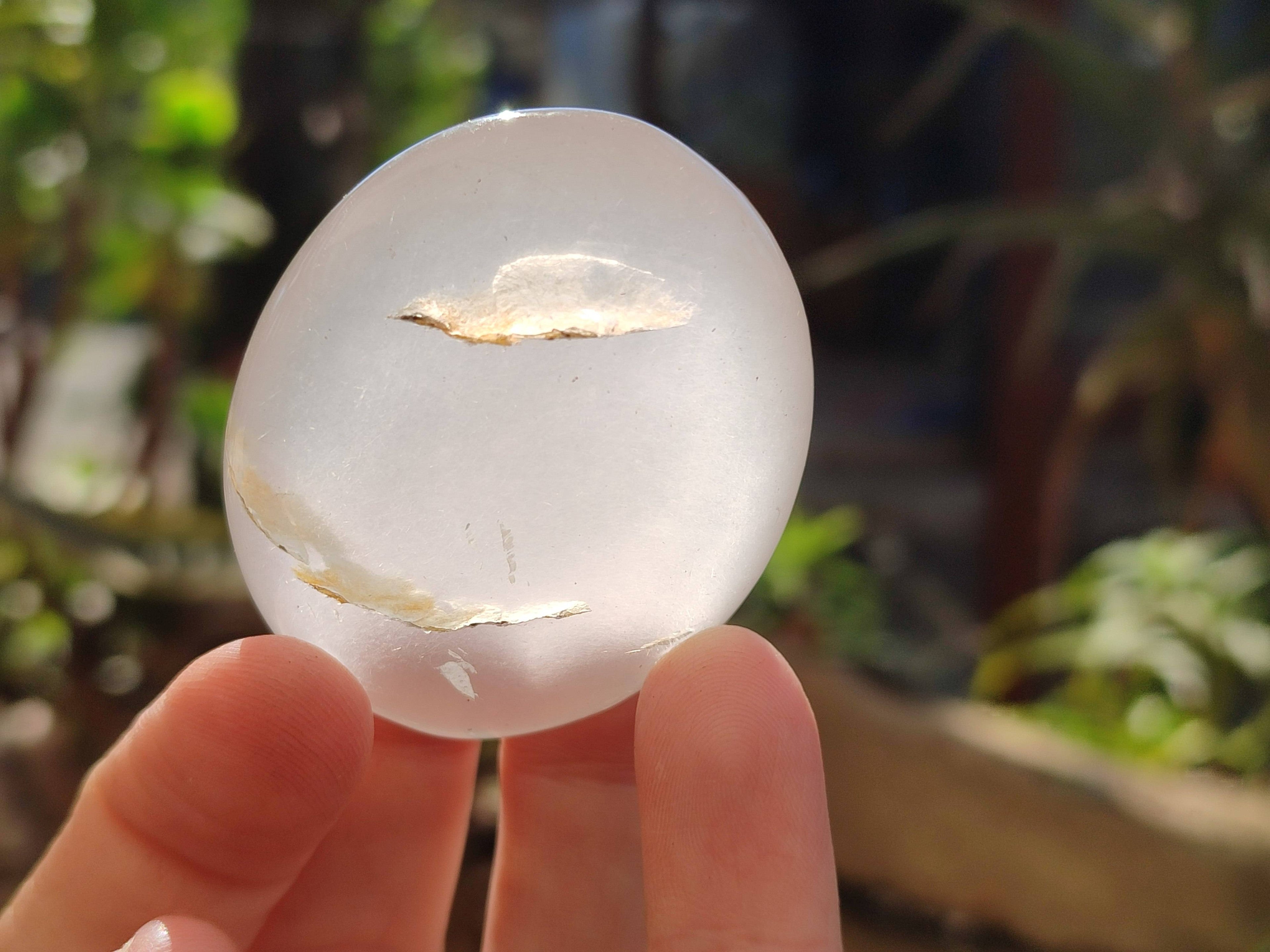 Polished Girasol Pearl Quartz Palm Stones x 12 From Ambatondrazaka, Madagascar - Toprock Gemstones and Minerals 