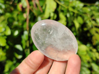 Polished Girasol Pearl Quartz Palm Stones x 12 From Ambatondrazaka, Madagascar