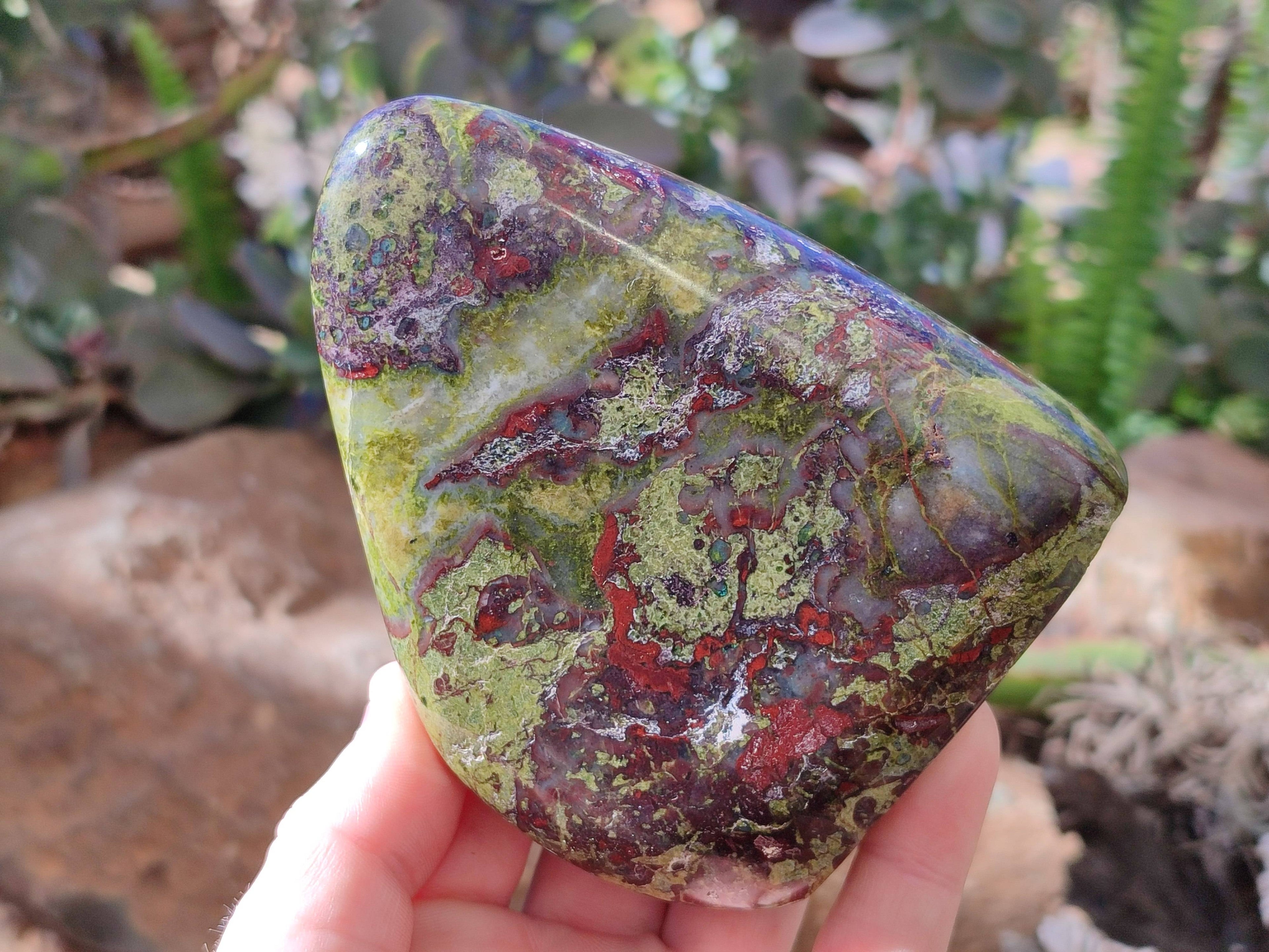 Polished Bastite Dragon Bloodstone Standing Free Forms x 2 From South Africa - Toprock Gemstones and Minerals 