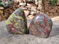 Polished Bastite Dragon Bloodstone Standing Free Forms x 2 From South Africa