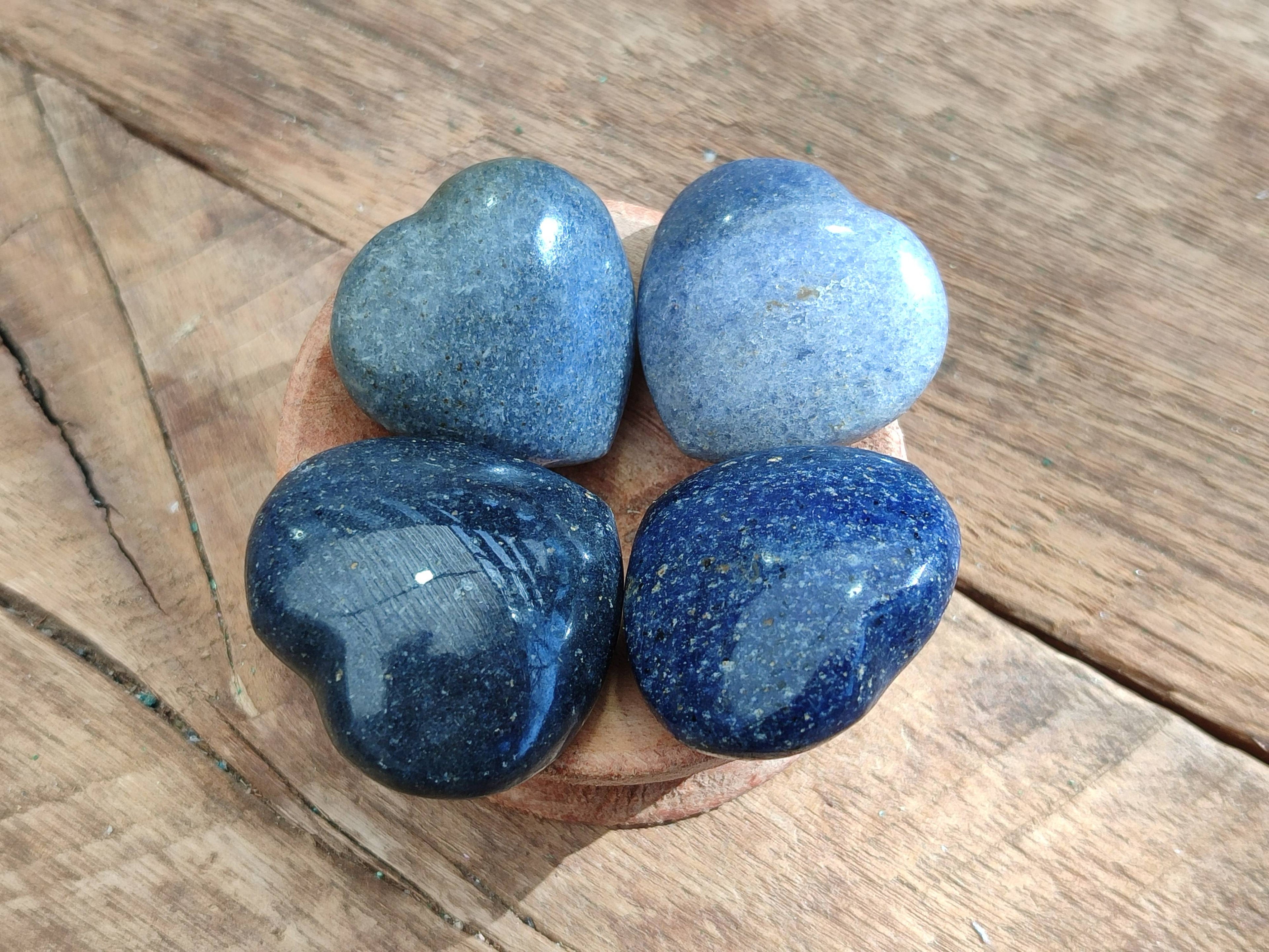 Polished Lazulite Hearts x 35 From Madagascar - Toprock Gemstones and Minerals 