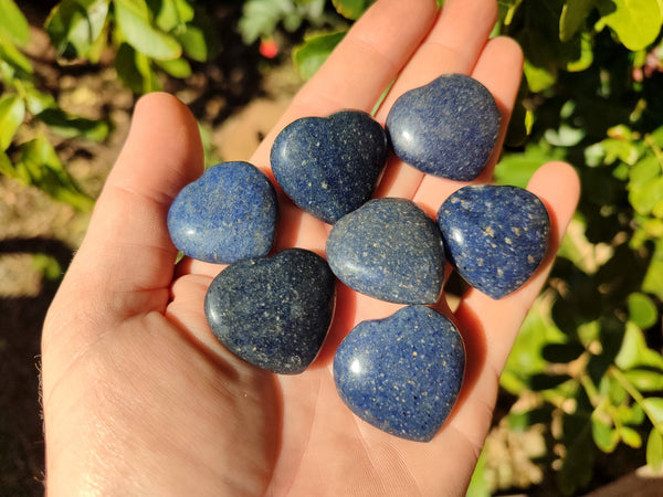 Polished Lazulite Hearts x 35 From Madagascar
