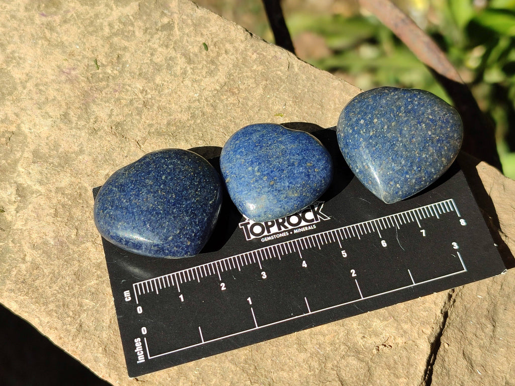 Polished Lazulite Hearts x 35 From Madagascar - Toprock Gemstones and Minerals 