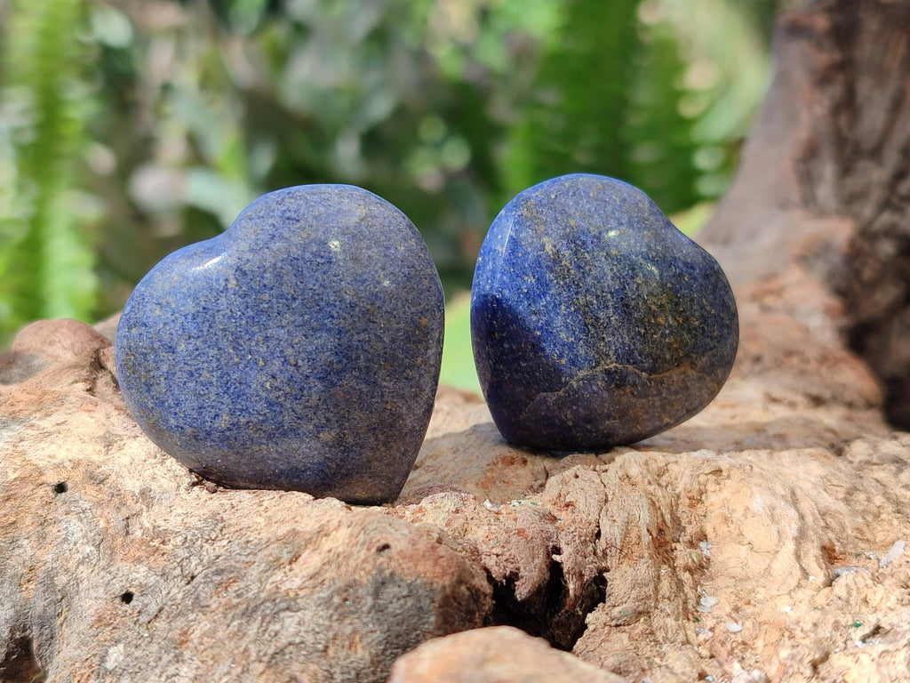 Polished Lazulite Hearts x 35 From Madagascar - Toprock Gemstones and Minerals 