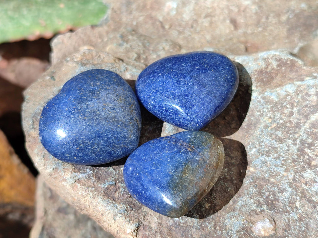 Polished Lazulite Hearts x 35 From Madagascar - Toprock Gemstones and Minerals 
