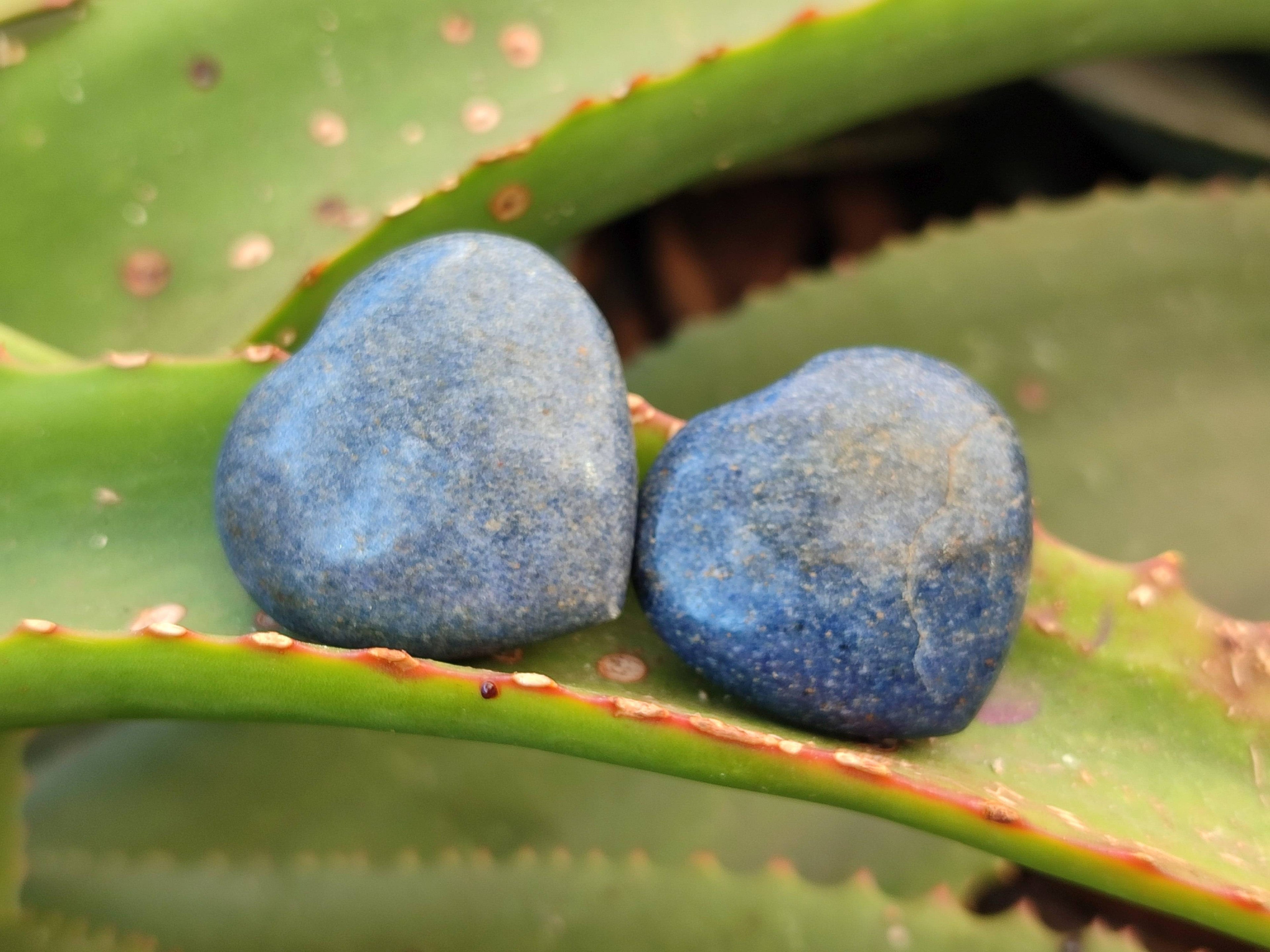 Polished Lazulite Hearts x 35 From Madagascar - Toprock Gemstones and Minerals 