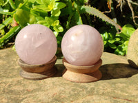 Polished Rose Quartz Spheres x 4 From Madagascar