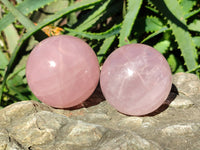 Polished Rose Quartz Spheres x 4 From Madagascar