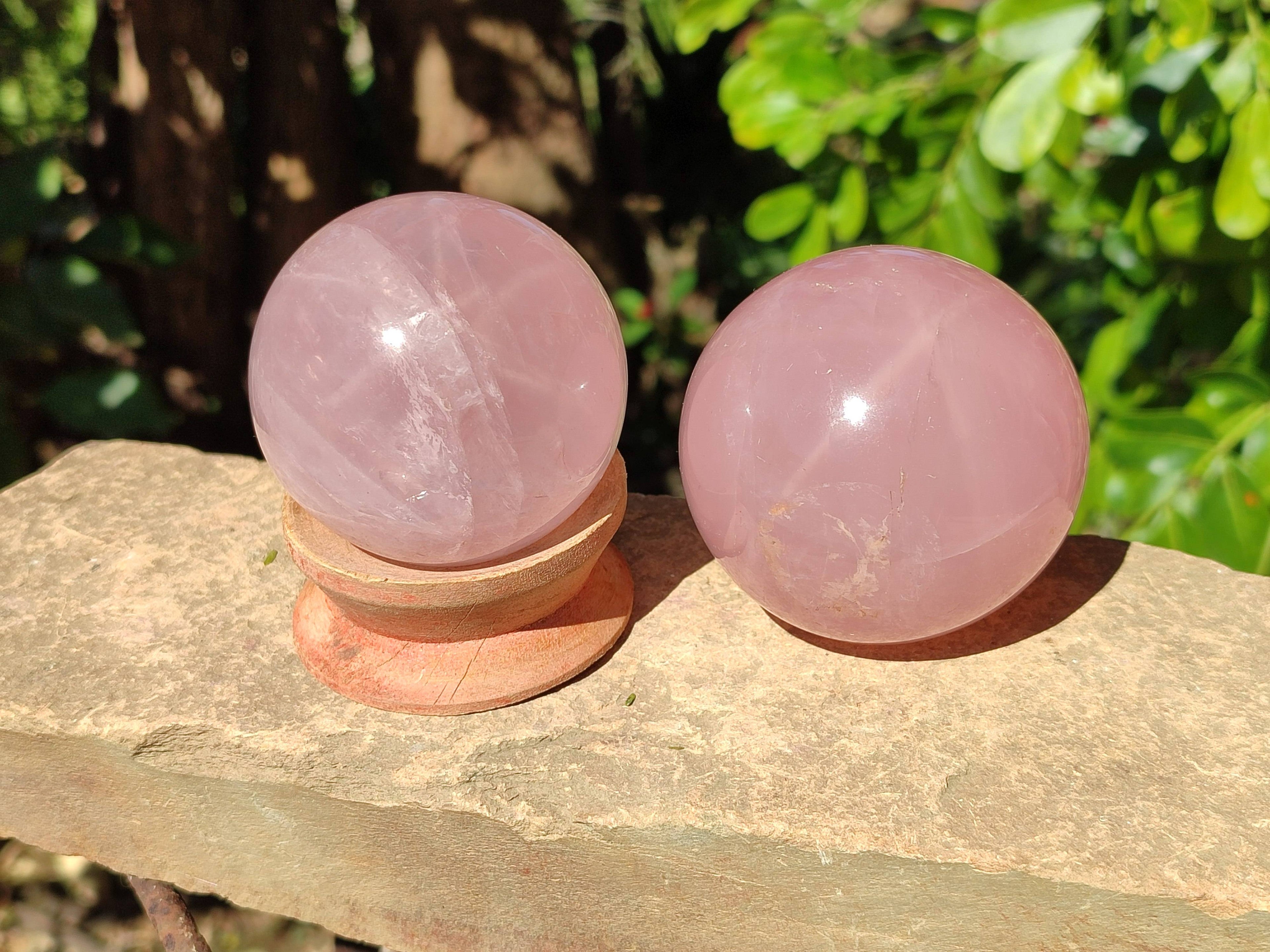 Polished Rose Quartz Spheres x 4 From Madagascar - Toprock Gemstones and Minerals 