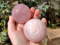 Polished Rose Quartz Spheres x 4 From Madagascar